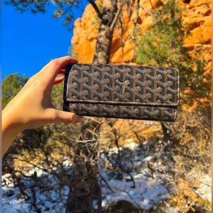 Goyard Varenne Long Wallet Black and Tan Entrupy Verified Authentic in Box
